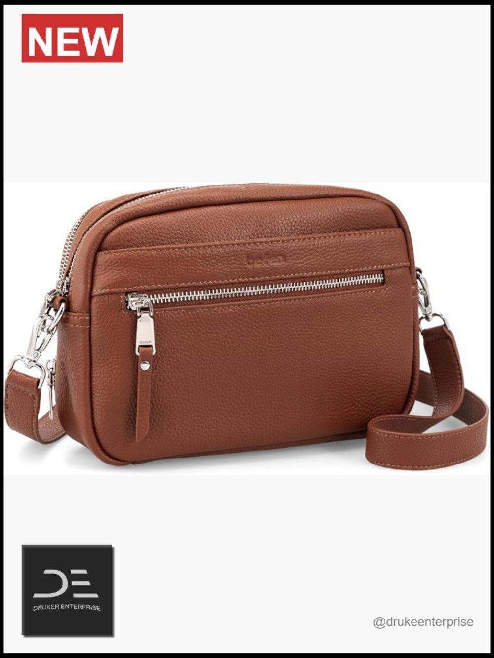 Genuine Leather Crossbody Bag with RFID Wallet